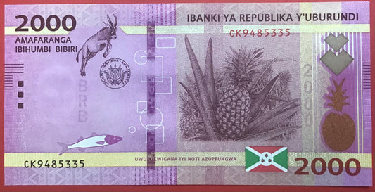 Burundi - 2000 Francs 11.9.2023 P#52 Kvalitet 0