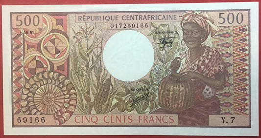 Central African Republic - 500 Francs 1.6.1981 P#9 Kvalitet 0