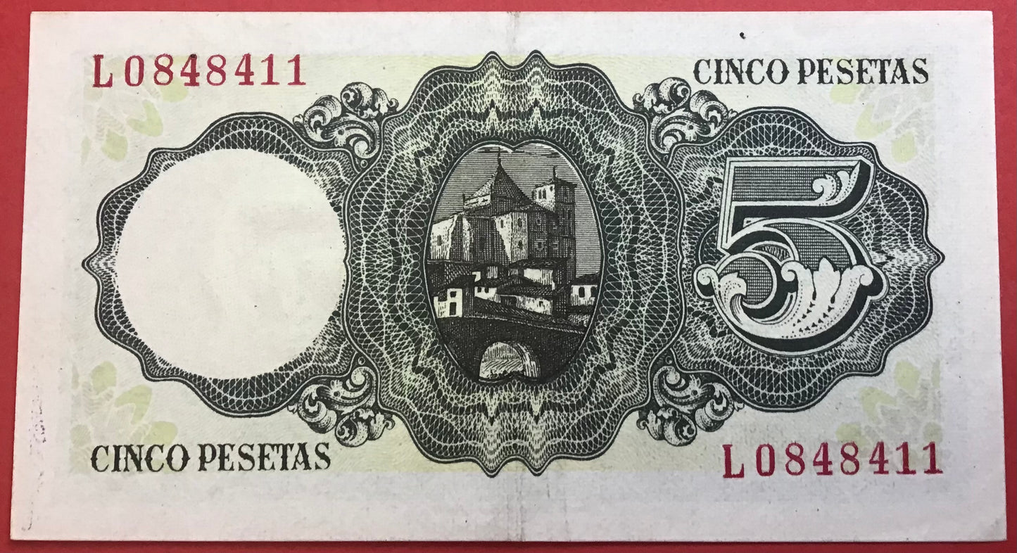 Spain - 5 Pesetas 16.8.1951 P#140a Kvalitet 01