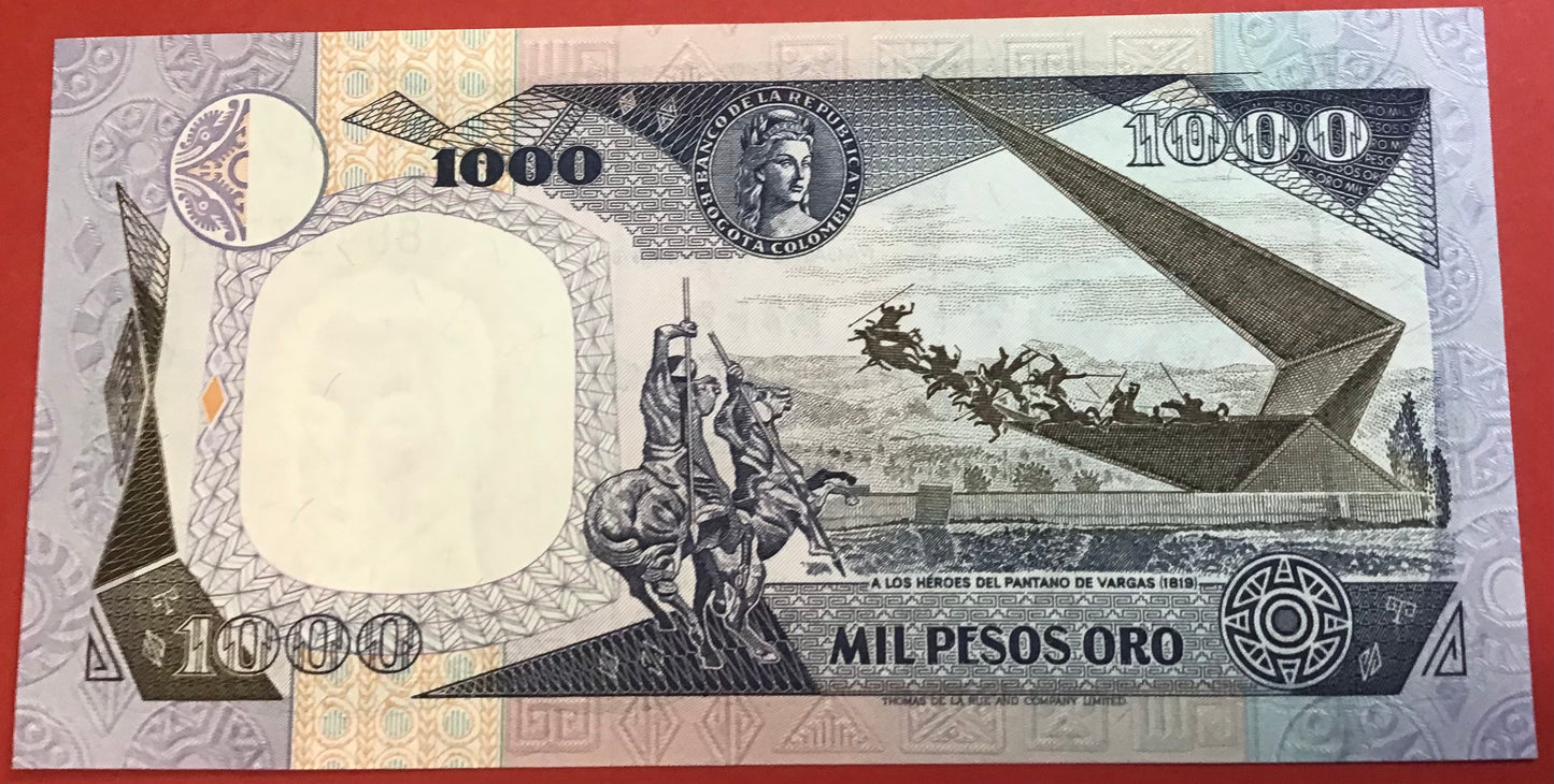 Colombia - 1000 Pesos Oro 1.1.1986 P#424c Kvalitet 0