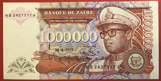Zaïre - 1.000.000 Million De Zaïres 30.6.1993 P#45b Kvalitet 0