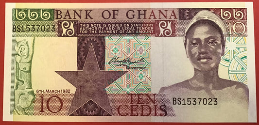 Ghana - 10 Cedis 6.3.1982 P#20d Kvalitet 0