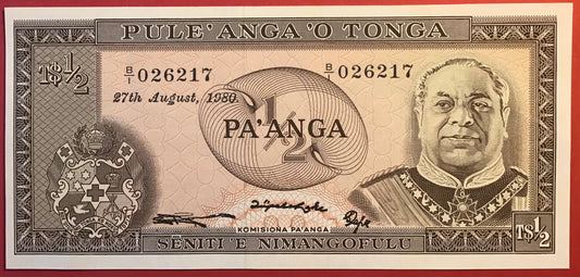 Tonga - 1/2 Pa`anga 27.8.1980 P#18c Kvalitet 0