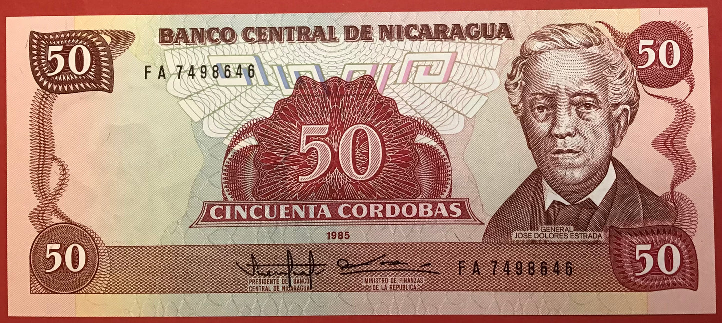 Nicaragua - 50 Córdobas 1985 P#153a Kvalitet 0
