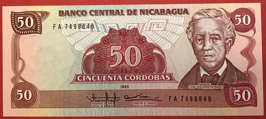 Nicaragua - 50 Córdobas 1985 P#153a Kvalitet 0