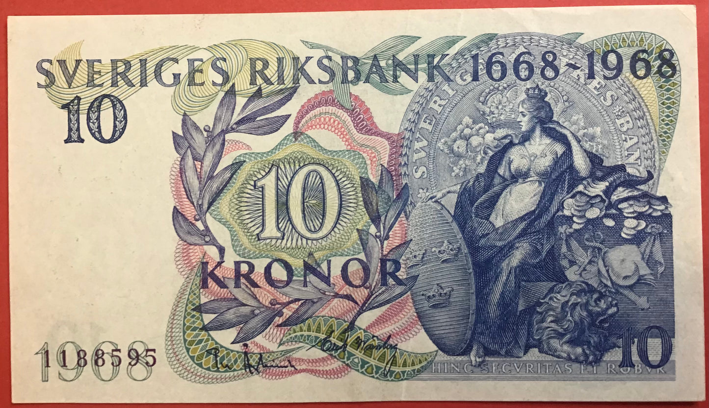 Sweden - 10 Kronor 1968 P#56a Kvalitet 01