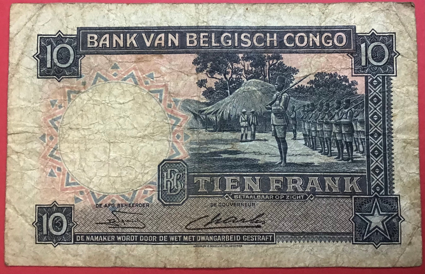 Belgian Congo - 10 Francs 15.8.1949 P#14e Kvalitet 1-