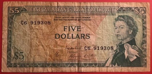 East Caribbean States - 5 Dollars (1965) P#14q Kvalitet 1-/1