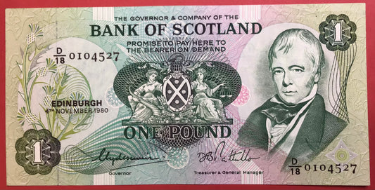 Scotland - 1 Pound 4.11.1980 P#111d Kvalitet 0