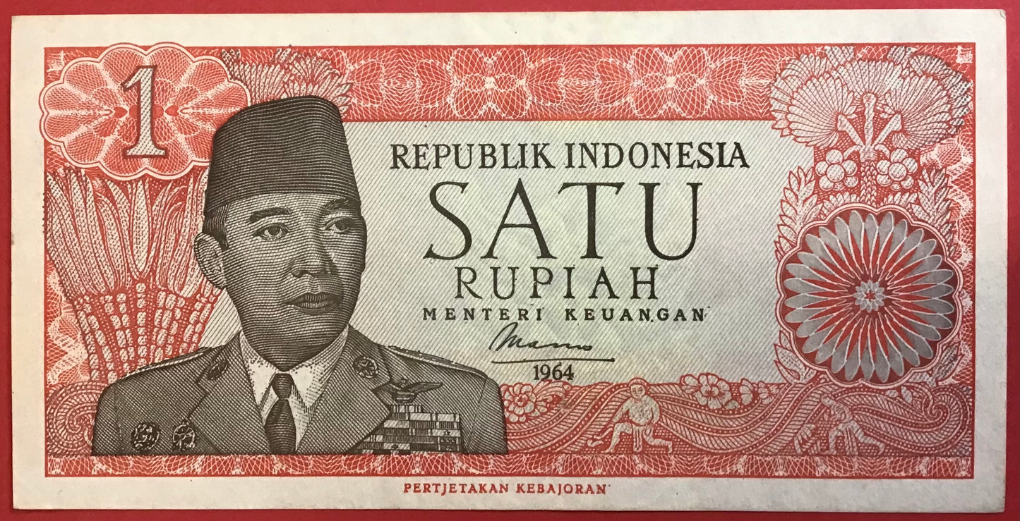 Indonesia - 1 Rupiah 1964 P#80a Kvalitet 01