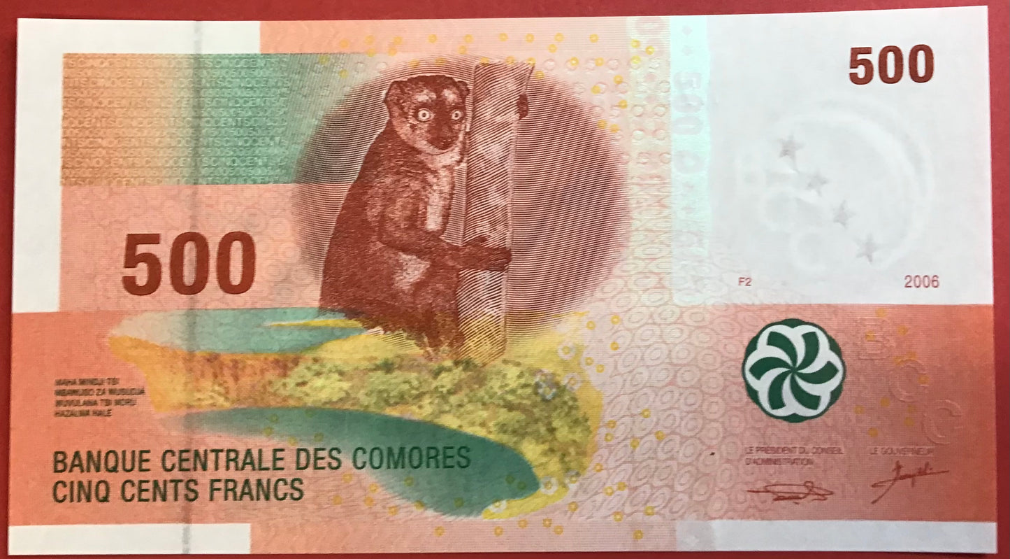 Comoros - 500 Francs 2006 P15a Kvalitet 0