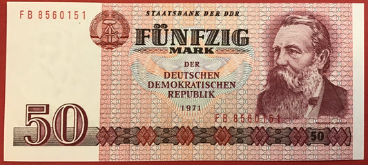 East-Germany - 50 Mark 1971 P#30b Kvalitet 0