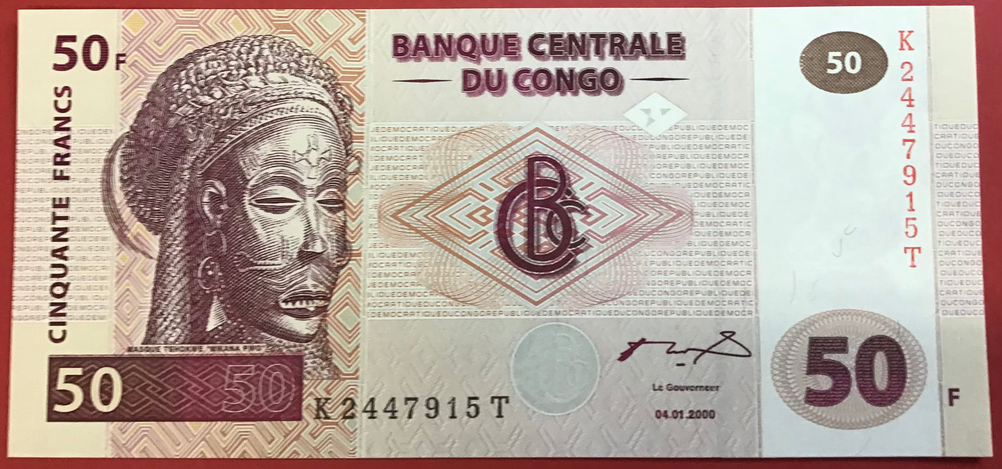 Congo Democratic Republic - 50 Francs 4.1.2000 P#91A Kvalitet 0