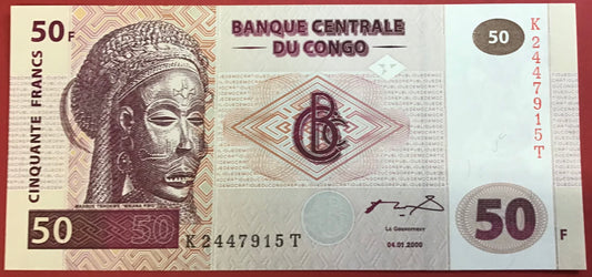 Congo Democratic Republic - 50 Francs 4.1.2000 P#91A Kvalitet 0