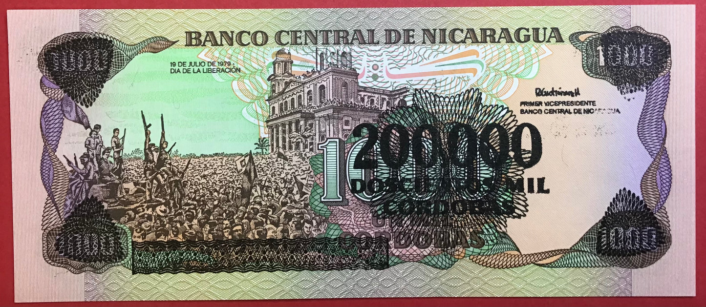 Nicaragua - 200.000 Córdobas on 1000 Córdobas (1990) P#162 Kvalitet 0