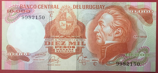 Uruguay - 10.000 Pesos (1974) P#53c Kvalitet 01