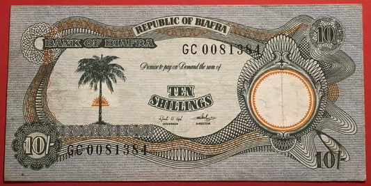 Biafra - 10 Shillings (1968-69) P#4 Kvalitet 1+