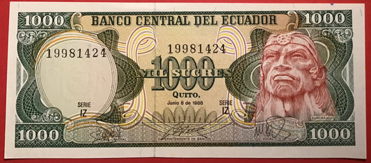 Ecuador - 1000 Sucres 8.6.1988 P#125b Kvalitet 0