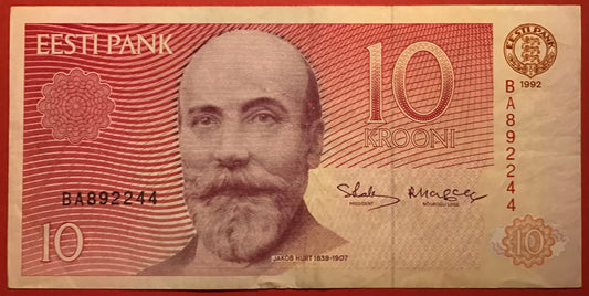 Estonia - 10 Krooni 1992 P#72b Kvalitet 1+