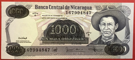 Nicaragua - 500.000 Córdobas on 1000 Córdobas (1987) P#150 Kvalitet 0