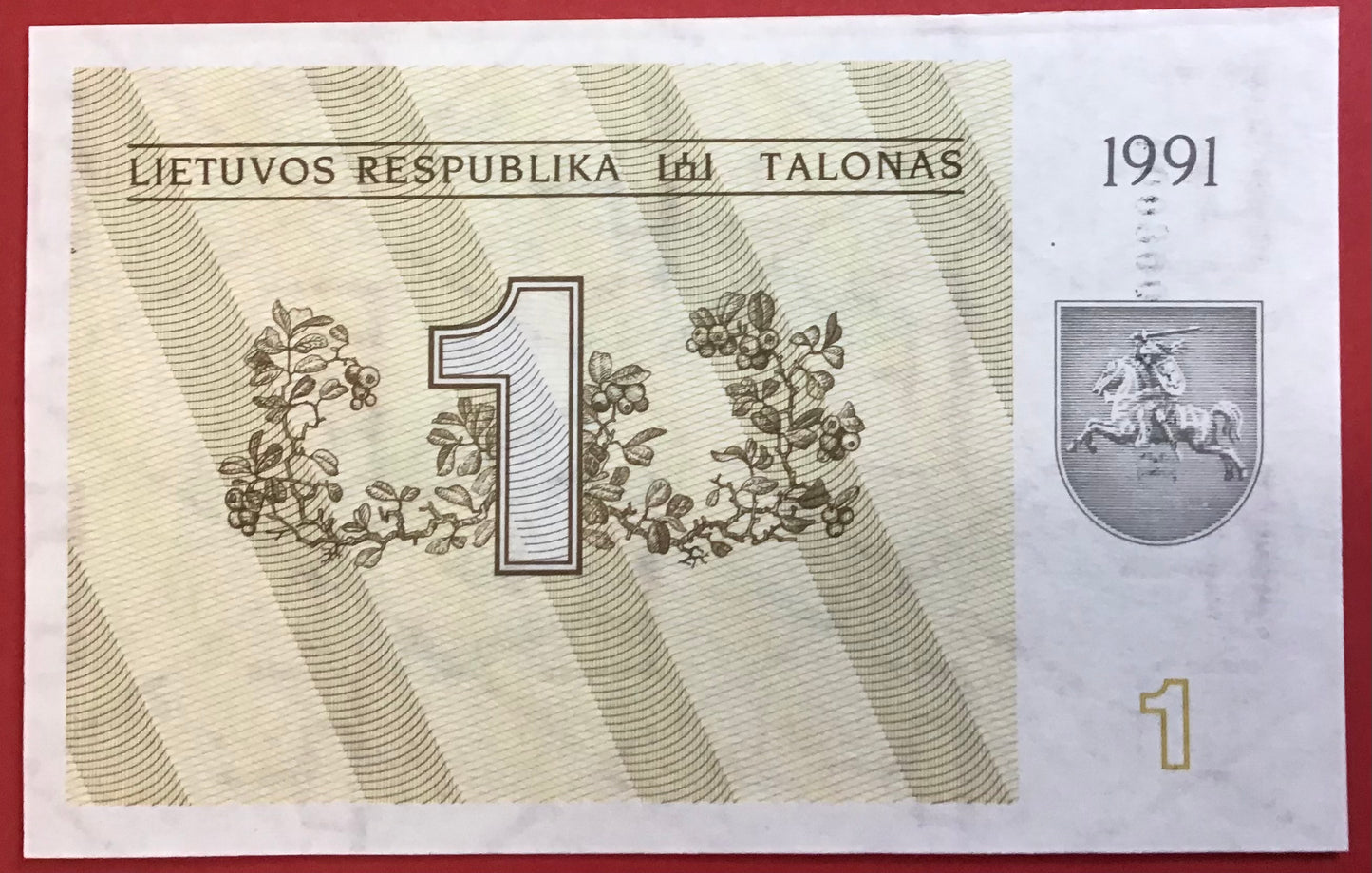 Lithuania - 1 Talonas 1991 P#32a Kvalitet 01