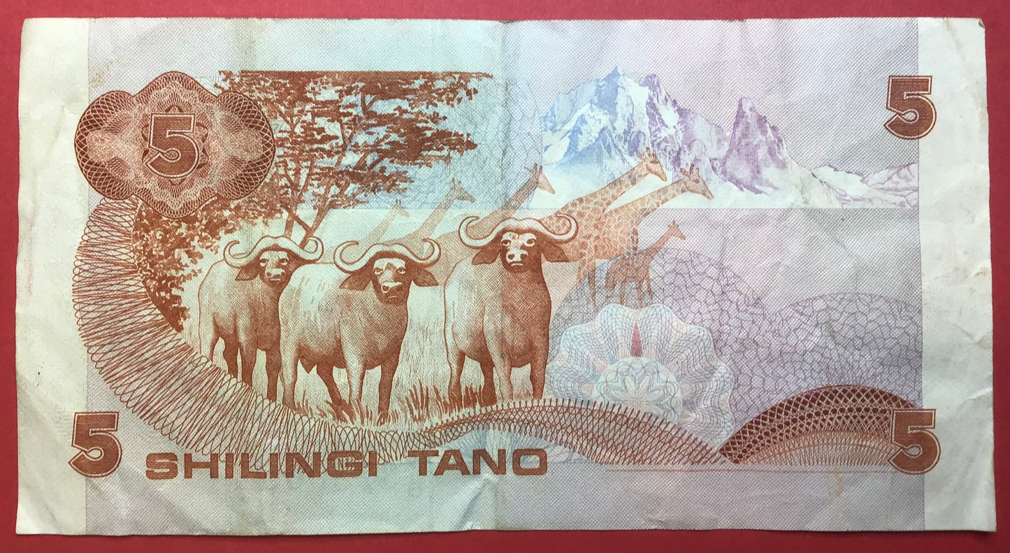 Kenya - 5 Shillings 1.1.1981 P#19a Kvalitet 1/1+