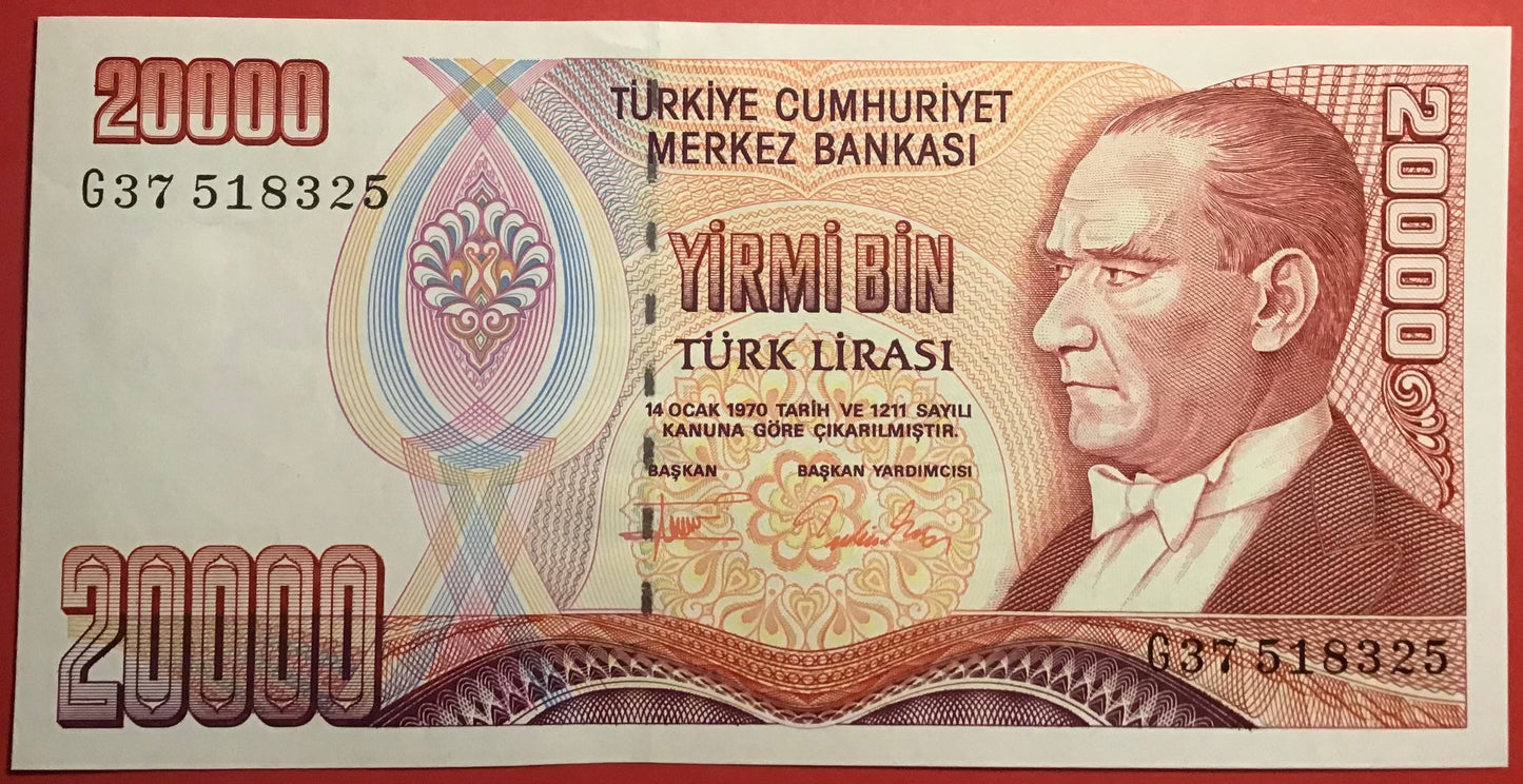 Turkey - 20.000 Lira (1995) P#202 Kvalitet 01/0