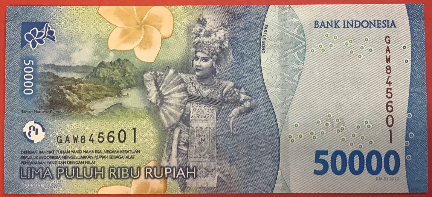 Indonesia - 50.000 Rupiah 2022 P#W167 Kvalitet 0