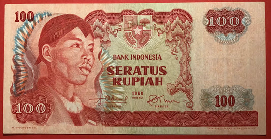 Indonesia - 100 Rupiah 1968 P#108a Kvalitet 01