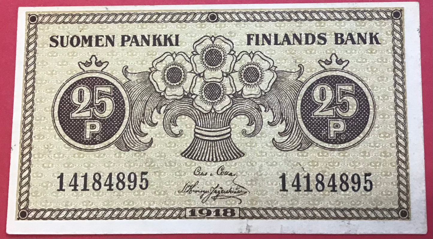 Finland - 25 Penniä 1918 P#33 Kvalitet 01