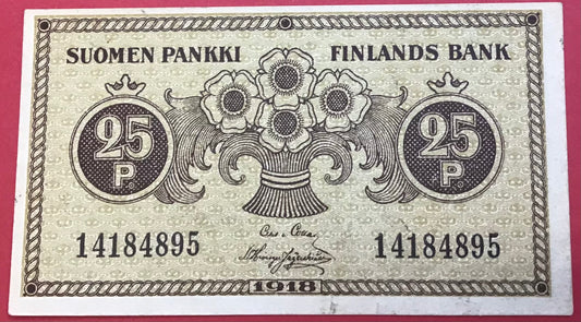 Finland - 25 Penniä 1918 P#33 Kvalitet 01