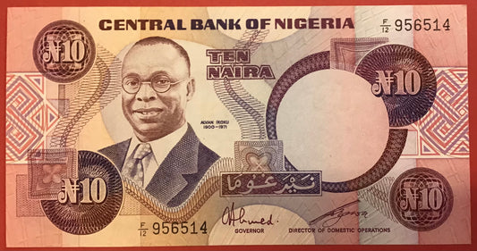 Nigeria - 10 Naira (1979-84) P#21c Kvalitet 0