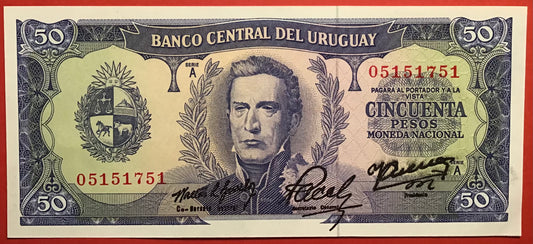 Uruguay - 50 Pesos (1967) P#46a Kvalitet 0