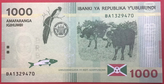 Burundi - 1000 Francs 15.1.2015 P#51 Kvalitet 0