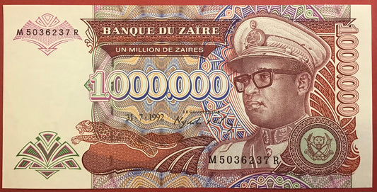 Zaïre - 1.000.000 Zaïre 31.7.1992 P#44a Kvalitet 0