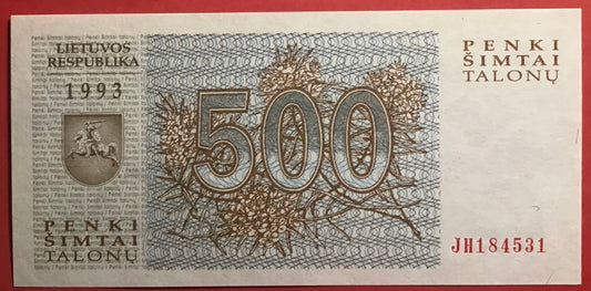 Lithuania - 500 Talonu 1993 P#46 Kvalitet 0