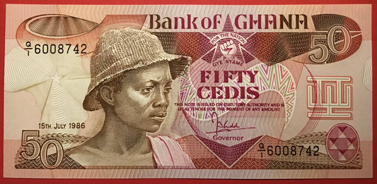 Ghana - 50 Cedis 15.7.1986 P#25 Kvalitet 0