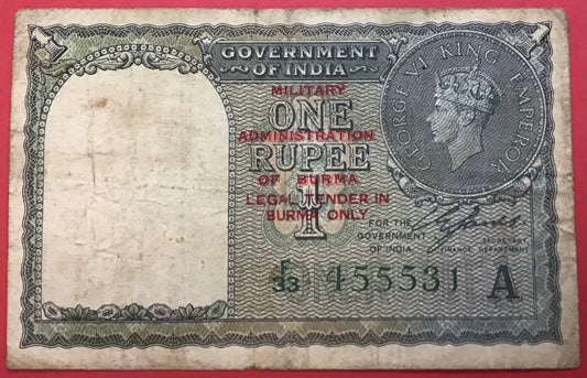 Burma - 1 Rupee (1945 - Old date 1940) P#25b Kvalitet 1-/1