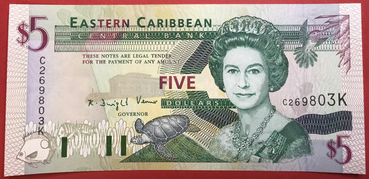 East Caribbean States - 5 Dollars 1994 P#31k Kvalitet 0