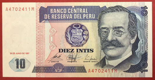 Peru - 10 Intis 26.6.1987 P#129 Kvalitet 0