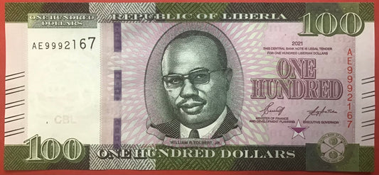 Liberia - 100 Dollars 2021 P#W41 Kvalitet 0