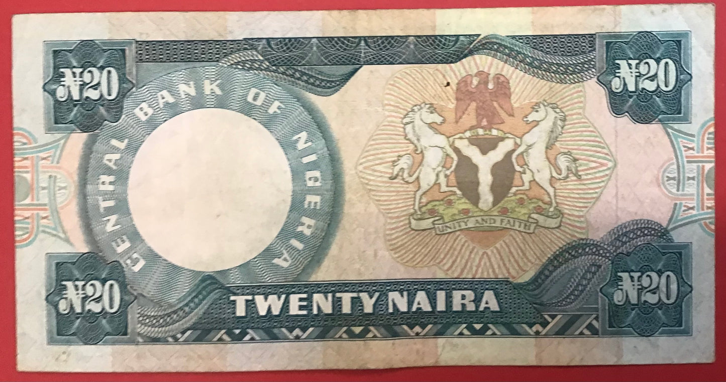Nigeria - 20 Naira (1984-2000) P#26c Kvalitet 1+