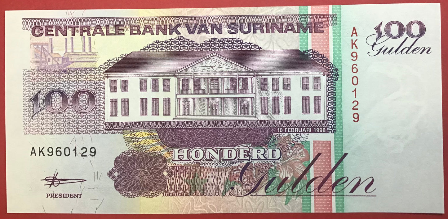 Suriname - 100 Gulden 10.2.1998 P#139b Kvalitet 0