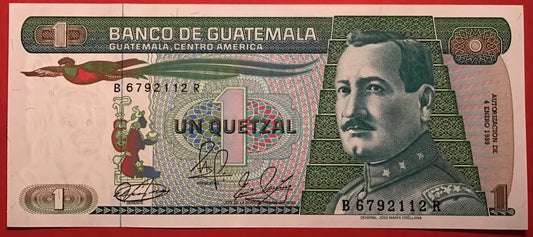 Guatemala - 1 Quetzal 4.1.1989 P#66 Kvalitet 0
