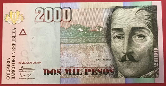 Colombia - 2000 Pesos 30.7.2014 P#457y Kvalitet 0