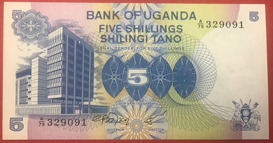 Uganda - 5 Shillings (1979) P#10 Kvalitet 0