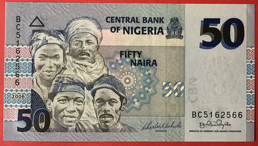 Nigeria - 50 Naira 2006 P#35a Kvalitet 0