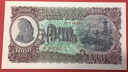 Albania - 1000 Lekë 1957 P#32a Kvalitet 01