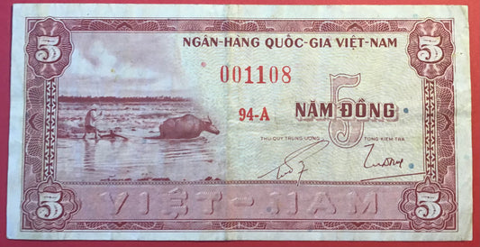 South Vietnam - 5 Dông (1955) P#13a Kvaliet 1+