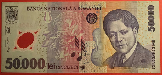 Romania - 50.000 Lei 2001 P#113 Kvalitet 1+/01